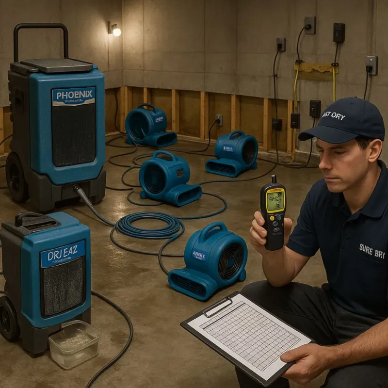 Structural Drying and Dehumidification process in Walling, TN